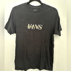 Vans Black Slim Fit Embroidered Logo Tee